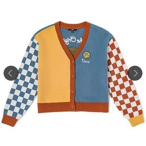 Vans Women’s Checkered Multicolor Cardigan Sweater Size Small